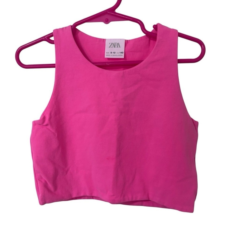 Zara kids girls bright pink Sleeveless crop tank Top 9-10